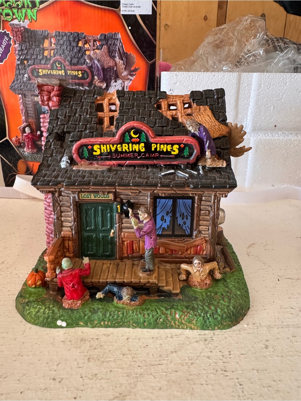Lemax Spookytown Shivering Pines- Brown, Green, Black, Purple